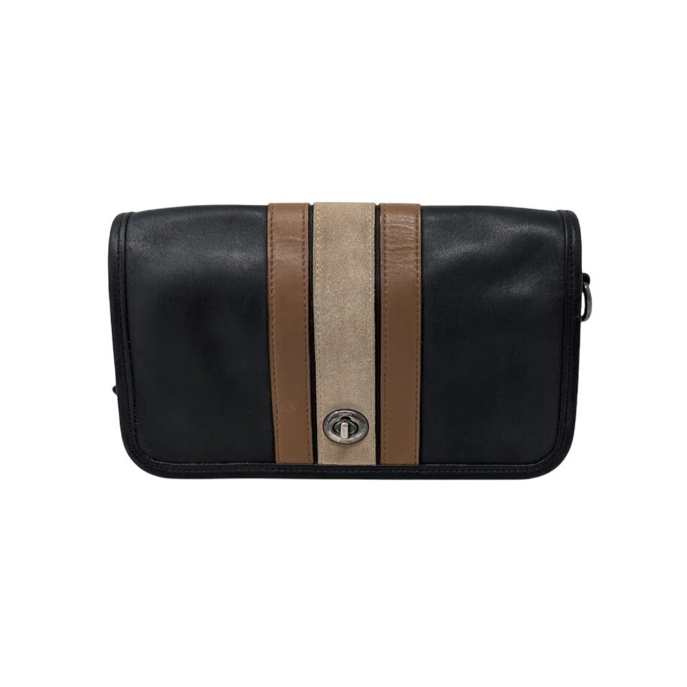 Coach Penny 75th Anniversary Stripe Crossbody Bag‎ Black Brown Limited Edition
